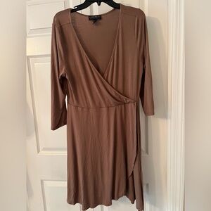 Plus Size Women's Brown Faux Wrap Dress